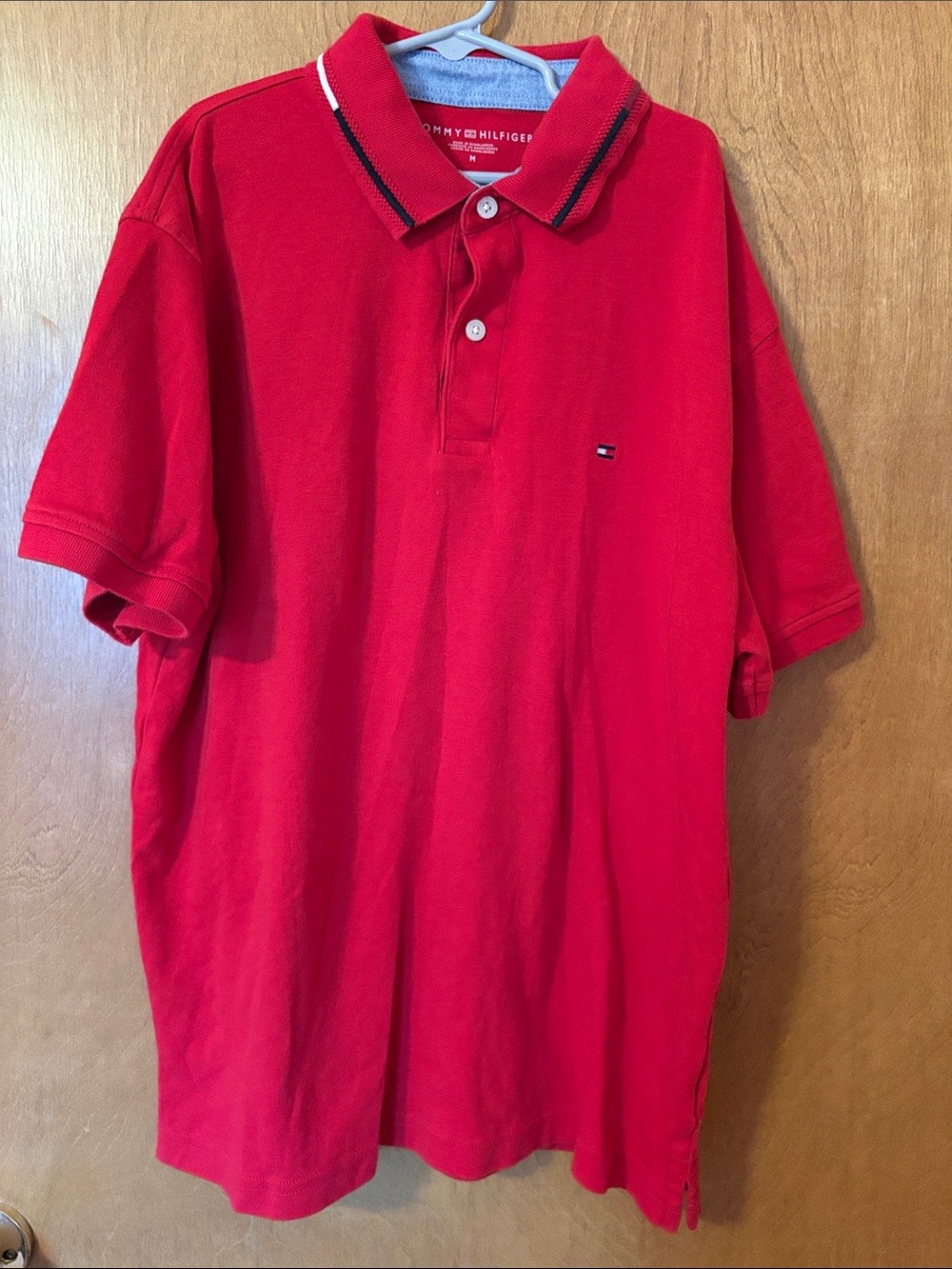 Tommy Hilfiger Red Polo with Contrast-Trim Collar